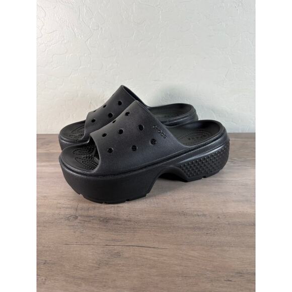 CROCS Shoes - Crocs Stomp Chunky Platform Slide Sandals, Black, Women's 8